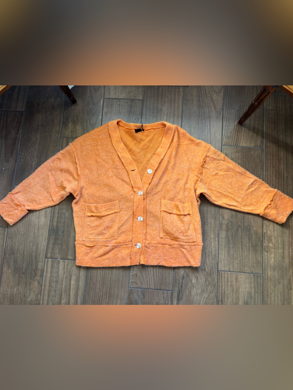 Urban Outfitters Orange Fuzzy Oversized Button Front Cardigan Jacket L